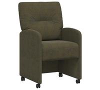 QJBSAVVA Lot de 2 Chaises de Salle à Manger avec roulettes, Fauteuils de Table Ergonomiques en Simili Cuir Suédé et Métal pour Cuisine et Salon, 57 x 67 x 95 cm, Vert Armée