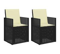 QJBSAVVA Lot de 2 chaises de salle à manger de jardin, anthracite et crème, chaises de terrasse modernes en polypropylène avec dossier pliable, coussin d'assise et de dossier, meubles d'extérieur pour
