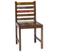 QJBSAVVA Lot de 2 chaises de salle à manger en bois massif recyclé - Design vintage - Fabriquées à la main - 45 x 45 x 86 cm - Variations de couleurs uniques pour cuisine, salon et salle à manger