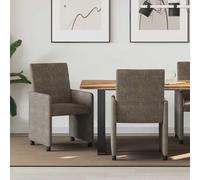 QJBSAVVA Lot de 2 chaises de salle à manger - Gris foncé - 57 x 66 x 94 cm - En cuir synthétique ergonomique avec roulettes - Design moderne - Structure robuste en contreplaqué en métal - Pour cuisine