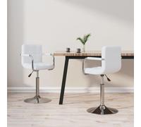 QJBSAVVA Lot de 2 chaises de salle à manger pivotantes - En cuir synthétique - Avec accoudoirs - Design moderne et robuste - 48 x 47 x 71 à 85,5 cm - Blanc