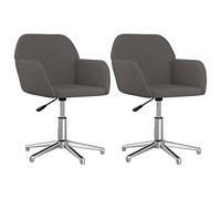 QJBSAVVA Lot de 2 Chaises de Salle à Manger Pivotantes, Fauteuil de Table Design en Tissu Gris Foncé avec Accoudoirs, Chaise de Bureau Rotative à 360 Degrés pour Salon et Cuisine