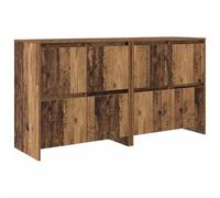 QJBSAVVA Lot de 2 commodes aspect bois vieilli 70 x 41 x 75 cm Buffet en bois avec portes Armoire de rangement moderne pour salon, salle à manger, couloir, design vintage rustique