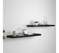 QJBSAVVA Lot de 2 étagères flottantes, noires, design moderne en nid d'abeille, MDF, avec cadre en métal, montage invisible pour salon, cuisine et salle de bain