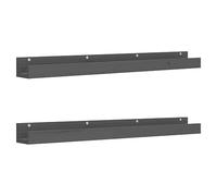 QJBSAVVA Lot de 2 étagères murales - 110 x 12 x 9 cm - Gris - En pin massif - Design moderne avec grain droit - Beaucoup d'espace de rangement et surface décorative - Bibliothèque étroite pour salon