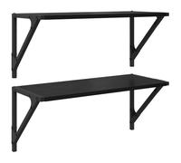QJBSAVVA Lot de 2 étagères murales - Aspect chêne noir - 60 x 25 x 25,5 cm - Bibliothèque moderne avec cadre en métal - Étagère de rangement peu encombrante pour salon, bureau à domicile et chambre à