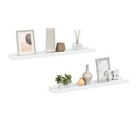 QJBSAVVA Lot de 2 étagères murales en MDF certifié FSC avec profil en U - Blanc - 60 x 9 x 3 cm - Pour bureau, couloir et chambre à coucher, design moderne