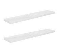 QJBSAVVA Lot de 2 Étagères Murales Flottantes 120x23,5x3,8 cm, Tablettes Design Moderne Blanc Brillant en MDF et Métal, Fixation Invisible pour Salon, Chambre et Bureau