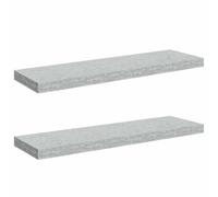 QJBSAVVA Lot de 2 Étagères Murales Flottantes 80x23,5 cm, Étagères de Rangement Design Gris Béton en MDF avec Fixation Invisible pour Décoration de Salon, Chambre et Bureau