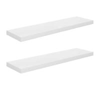 QJBSAVVA Lot de 2 Étagères Murales Flottantes 90x23,5x3,8 cm, Étagère Murale Design en MDF Blanc Brillant avec Fixation Invisible pour Salon, Bureau et Chambre, Capacité 10 kg par Étagère