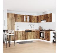 QJBSAVVA Lot de 2 meubles de salle de bain modernes en bois - 80 x 46 x 84,5 cm - Avec portes affleurantes - Pour petites et grandes salles de bain - Marron