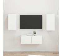 QJBSAVVA Lot de 2 meubles TV en bois blanc - 78,5 x 31 x 30 cm - Montage mural - Design moderne - Grand espace de rangement pour salon, chambre à coucher, couloir