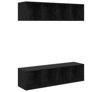 QJBSAVVA Lot de 2 meubles TV - En chêne noir - 37 x 37 x 142,5 cm - Montage mural - Avec étagère - Moderne - Peu encombrant - Pour salon, chambre à coucher, couloir