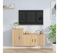 QJBSAVVA Lot de 2 meubles TV en chêne Sonoma - 80 x 34,5 x 40 cm et armoire suspendue 40 x 34,5 x 60 cm - Design moderne - Espace de rangement mural - Pour salon, couloir, chambre à coucher