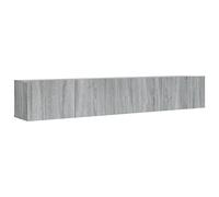 QJBSAVVA Lot de 2 meubles TV - Gris Sonoma - 100 x 30 x 30 cm et 80 x 30 x 30 cm - En matériau à base de bois - Meuble bas moderne avec espace de rangement pour TV jusqu'à 55" - Pour salon, bureau et