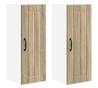 QJBSAVVA Lot de 2 Panneaux de Lave-Vaisselle Lucca, Armoire Murale de Cuisine en Bois d'Ingénierie, Meuble Suspendu Moderne pour Intérieur, Chêne Sonoma, 30 x 31 x 80 cm