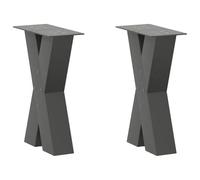 QJBSAVVA Lot de 2 Pieds de Table Basse en Forme de X, Pieds de Table en Acier Thermolaqué Anthracite 38 x 42-43 cm, Pied de Bureau et Banc en Métal Robuste avec Niveleurs Réglables