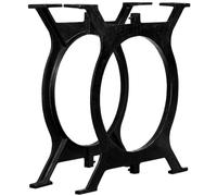 QJBSAVVA Lot de 2 pieds de table en forme de O en fonte massive, design industriel, noir, 70 x 71 cm, patins pour tables à manger, bureaux et meubles à faire soi-même, robustes et laqués anciens