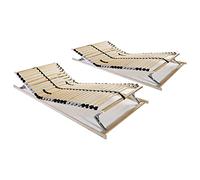 QJBSAVVA Lot de 2 sommiers à lattes en hêtre - 80 x 200 cm - Dureté 7 zones - Tête et pied réglables en hauteur