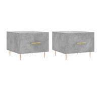 QJBSAVVA Lot de 2 Tables Basses Carrées 50x50x40 cm, Table d'Appoint Salon avec Tiroir de Rangement, Design Industriel en Bois d'Ingénierie et Pieds en Fer, Gris Béton