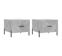 QJBSAVVA Lot de 2 Tables Basses de Salon, Tables d'Appoint Carrées avec Tiroir de Rangement en Bois d'Ingénierie et Métal pour Séjour, Style Moderne, Gris Béton, 50x50x40 cm