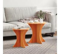 QJBSAVVA Lot de 2 tables basses en pin massif marron 46 x 46 x 47 cm - Table basse rustique pour salon avec construction stable et montage facile