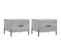 QJBSAVVA Lot de 2 Tables Basses Sonoma Gris 50x50x40 cm, Table d'Appoint avec Tiroir de Rangement et Pieds en Fer Robustes, Meuble de Salon Élégant en Bois d'Ingénierie pour Séjour