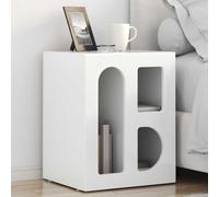 QJBSAVVA Lot de 2 tables de chevet - Blanc brillant - 40 x 35 x 50 cm - En bois - Design moderne - Construction robuste - Peu encombrante - Pour chambre à coucher, salon, couloir