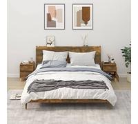 QJBSAVVA Lot de 2 tables de chevet en chêne fumé - Design moderne avec matériau en bois solide et bois massif d'eucalyptus - 40 x 35 x 50 cm - Espace de rangement pratique pour chambre à coucher