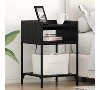 QJBSAVVA Lot de 2 tables de chevet modernes en bois de chêne noir avec étagères et gestion des câbles, design fin pour chambre à coucher et salon