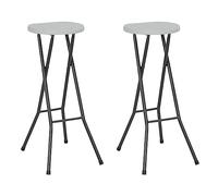 QJBSAVVA Lot de 2 Tabourets de Bar Pliables en PEHD et Acier, Chaises Hautes de Jardin et Balcon, Mobilier Gain de Place pour Terrasse et Intérieur, 35 x 44 x 80 cm, Déjà Assemblés, Blanc