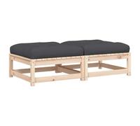 QJBSAVVA Lot de 2 tabourets de jardin avec coussin, en pin massif naturel, pouf modulaire de jardin, 70 x 70 cm, tabouret et table basse pour terrasse, jardin et balcon, anthracite