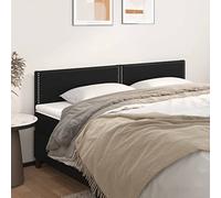 QJBSAVVA Lot de 2 têtes de lit en cuir synthétique - Noir - 160 x 78/88 cm - Hauteur réglable - Design moderne avec rivets et pieds en bois de mélèze - Dossier confortable pour chambre à coucher et