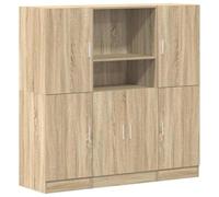 QJBSAVVA Lot de 3 armoires de cuisine en chêne Sonoma 133 x 41,5 x 131,5 cm - Grand espace de rangement - Portes à gauche et à droite - Pour cuisine, bureau, restaurant