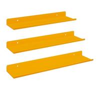 QJBSAVVA Lot de 3 étagères flottantes, jaune moutarde, 40 x 9 x 2,5 cm, en acier mat, organisateur peu encombrant, design moderne, robuste et durable, pour salon, couloir, chambre à coucher