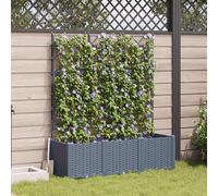 QJBSAVVA Lot de 3 jardinières avec treillis gris clair pour balcon, terrasse, jardin, 120 x 40 x 143 cm, design moderne pour herbes aromatiques et fleurs