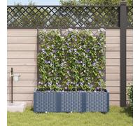 QJBSAVVA Lot de 3 jardinières surélevées avec système d'irrigation et treillis - Gris - Rectangulaires - Pour jardin, balcon, terrasse - 120 x 40 x 142 cm - Matériau résistant aux intempéries