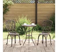 QJBSAVVA Lot de 3 meubles de jardin bistrot en aluminium couleur bronze - Peu encombrant - Avec table et 2 chaises - Meubles d'extérieur résistants aux intempéries - Pour petits balcons, terrasse ou