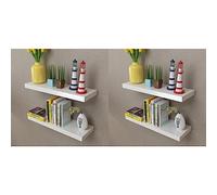 QJBSAVVA Lot de 4 étagères murales en MDF blanc avec montage invisible - Étagères flottantes pour livres, décoration et plus encore dans le salon, la salle de bain ou la cuisine