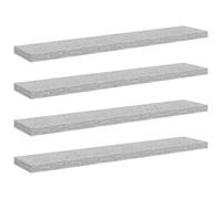 QJBSAVVA Lot de 4 Étagères Murales Flottantes MDF Gris Béton 120x23,5x3,8cm, Étagères Suspendues à Fixation Invisible pour Salon, Chambre et Bureau, Support Mural Décoratif Moderne