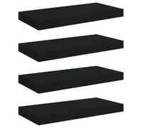 QJBSAVVA Lot de 4 Étagères Murales Flottantes Noires, Étagères de Rangement Design Invisible pour Salon, Chambre et Bureau, MDF avec Cadre Métal Robuste, 50 x 23 x 3,8 cm