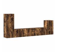 QJBSAVVA Lot de 4 meubles TV en bois de chêne fumé, 30,5 x 30 x 90 cm, composition moderne, avec montage mural, espace de rangement pour salon, chambre à coucher, couloir