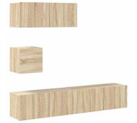 QJBSAVVA Lot de 4 meubles TV en chêne Sonoma - 80 x 30 x 30 cm - Design moderne - Robuste et durable - Grand espace de rangement - Montage mural - Pour salon, bureau, chambre à coucher
