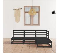 QJBSAVVA Lot de 4 salons de jardin, noirs, en bois de pin massif, 70 x 70 x 67 cm, design moderne, robustes et extensibles, pour balcon, terrasse, meubles de jardin d'extérieur