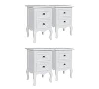 QJBSAVVA Lot de 4 tables de chevet avec 2 tiroirs blanches, table de chevet vintage en MDF, table d'appoint élégante pour chambre à coucher, commode compacte avec poignées en métal, 34,5 x 30 x 49 cm