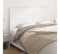 QJBSAVVA Lot de 4 têtes de lit - Blanc - 200 x 5 cm - Hauteur réglable - En cuir synthétique - Avec pieds en bois de mélèze - Dossier moderne - Coussin mural - Soutien dorsal confortable - Pour