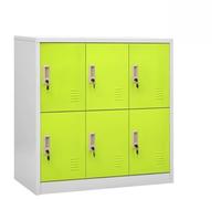 QJBSAVVA Lot de 5 Armoires à Casiers en Acier, Vestiaire Métallique avec 6 Compartiments et Serrures, Organisateur pour Bureau, École et Vestiaire, 90x45x92,5 cm, Gris et Vert