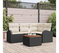 QJBSAVVA Lot de 5 canapés de jardin - Noir/blanc - En rotin synthétique résistant aux UV - 55 x 55 x 37 cm - Design moderne - Robuste et durable - Pour balcon, terrasse et petit jardin
