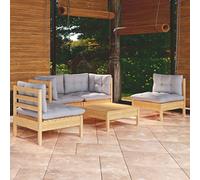 QJBSAVVA Lot de 5 meubles de jardin en pin massif 63,5 cm - Gris - Mobilier de balcon modulaire robuste pour petits balcons - Pliable et peu encombrant