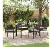 QJBSAVVA Lot de 5 meubles de jardin en polyrotin marron - 140 x 70 x 73 cm - Design moderne - Avec coussin - Durable et léger - Pour jardin, terrasse, balcon